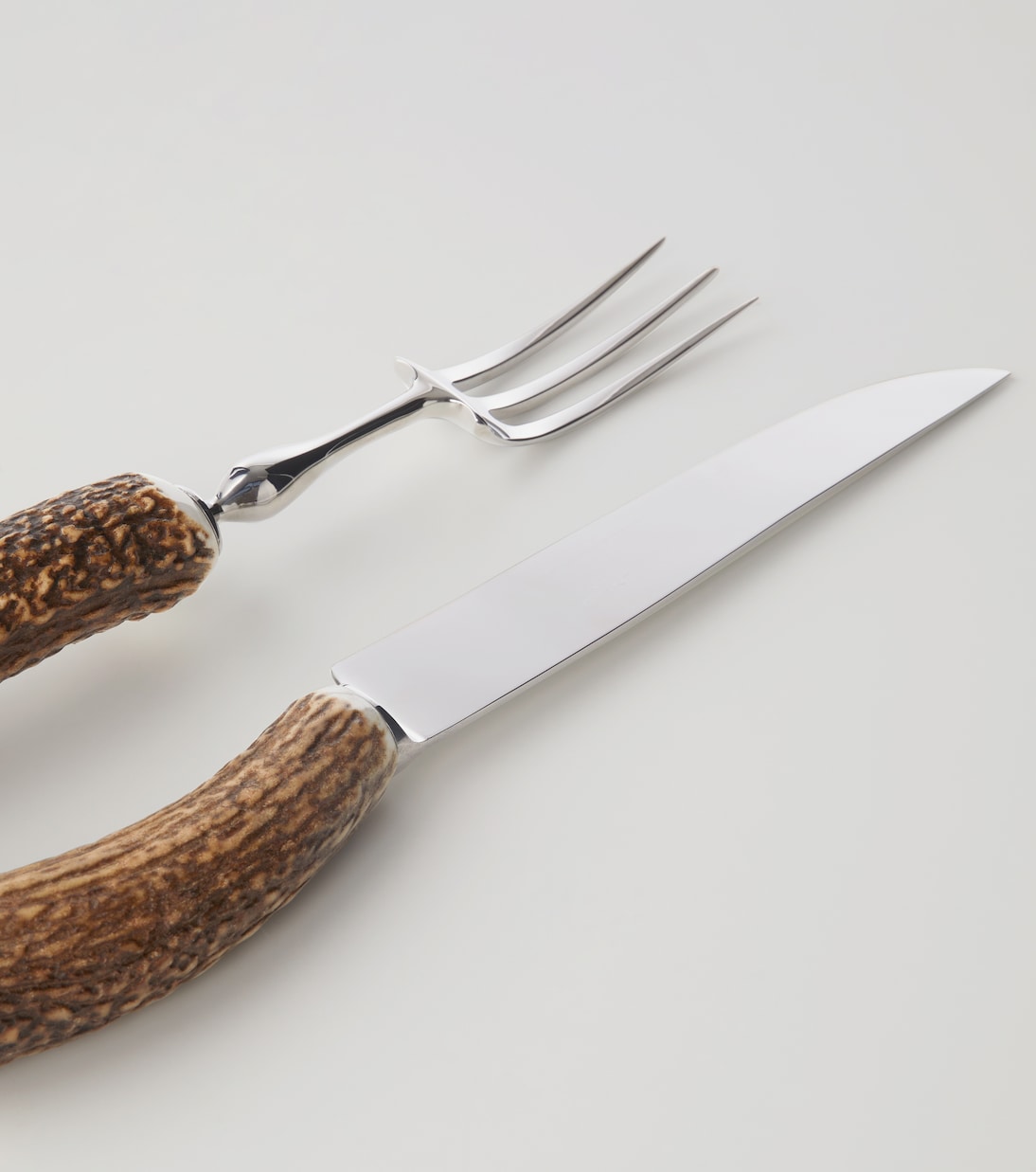 Forchettone e coltello per la carne in palco di cervo | Lorenzi Milano