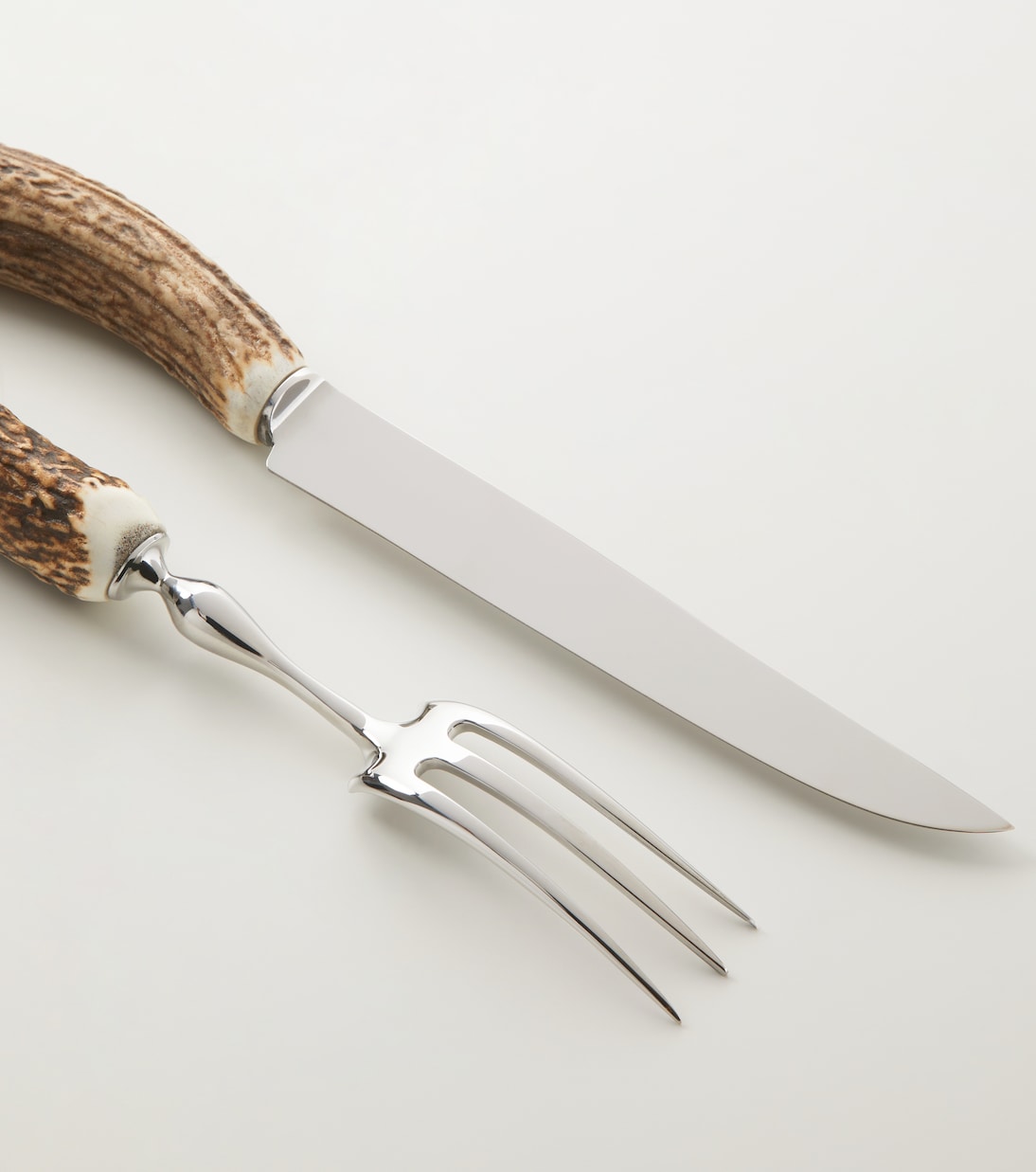 Forchettone e coltello per la carne in palco di cervo | Lorenzi Milano