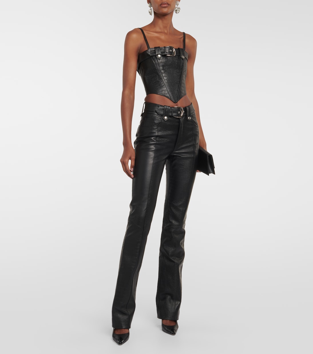 Bustier de piel efecto cocodrilo | Alessandra Rich