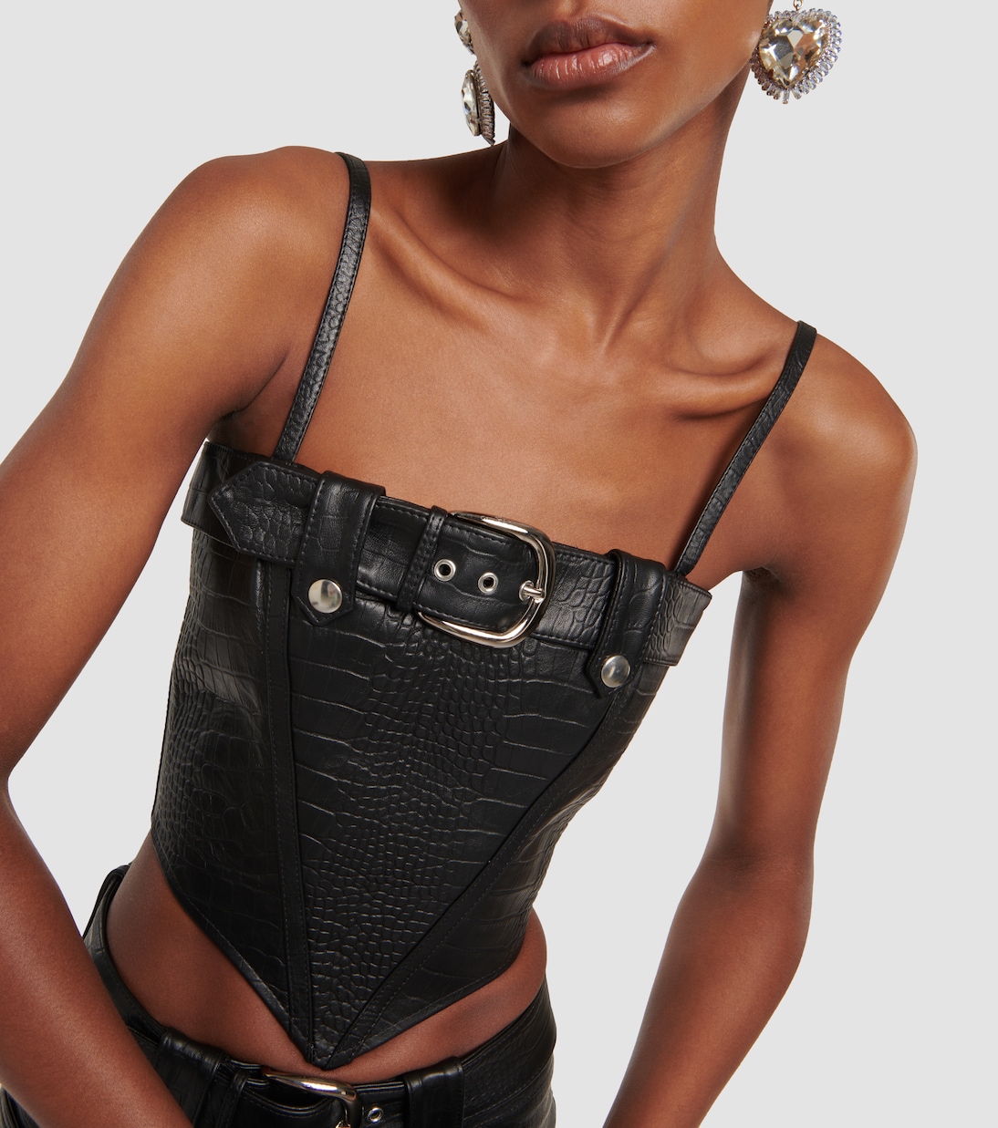 Bustier de piel efecto cocodrilo | Alessandra Rich