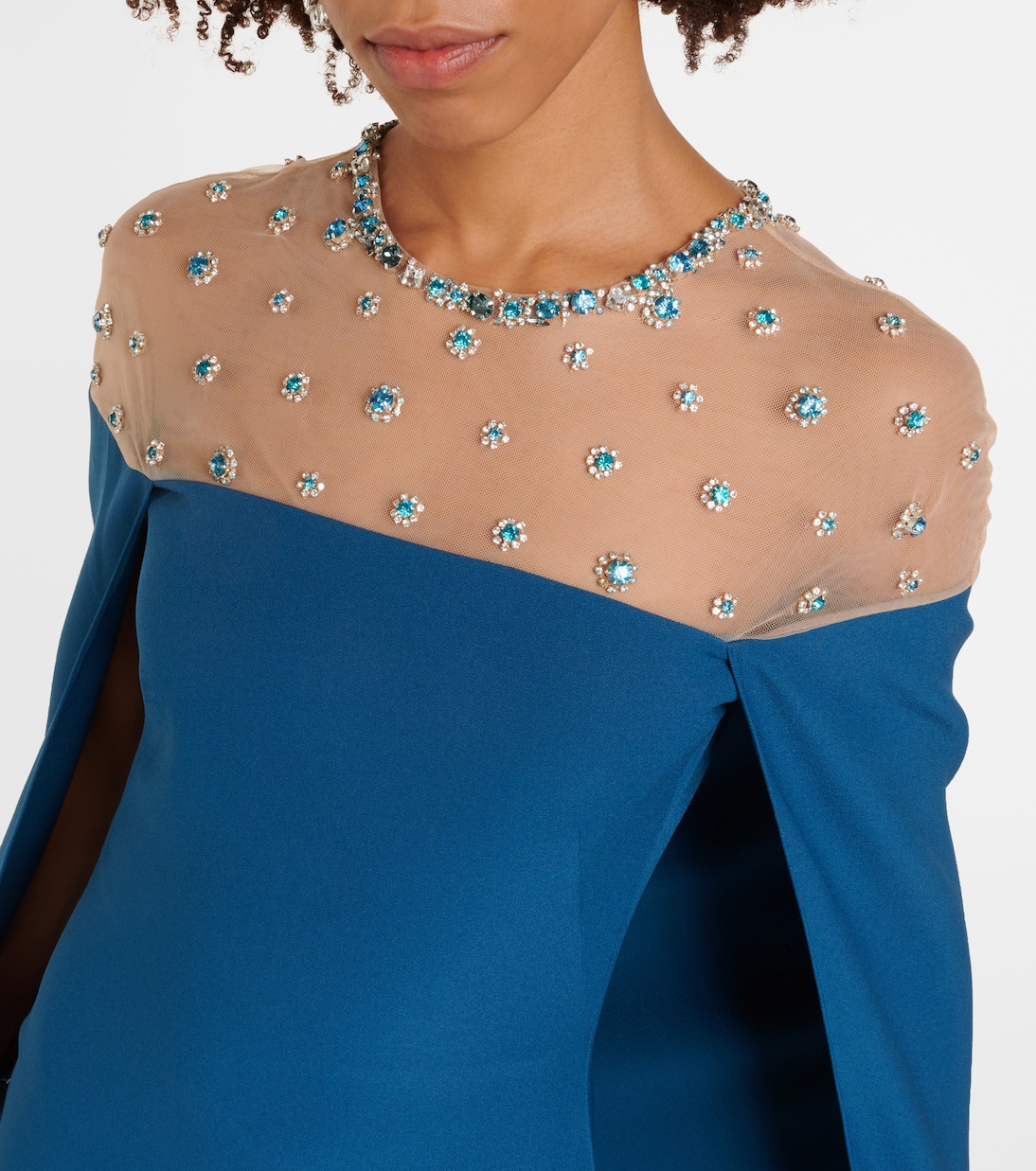 Ambere embroidered cape-detail gown | Safiyaa