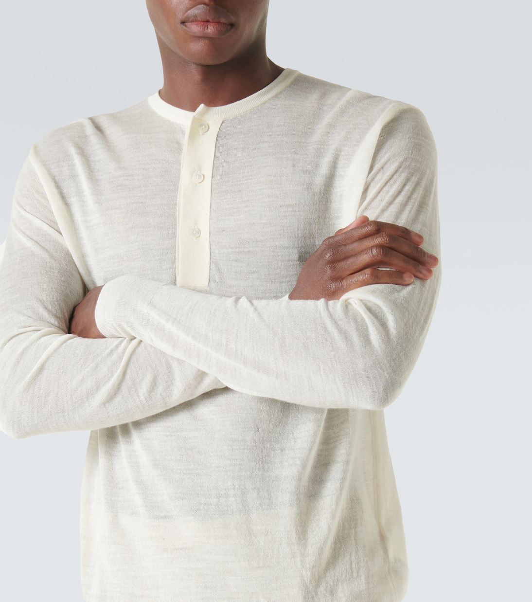 Camiseta Henley de lana y seda | Auralee
