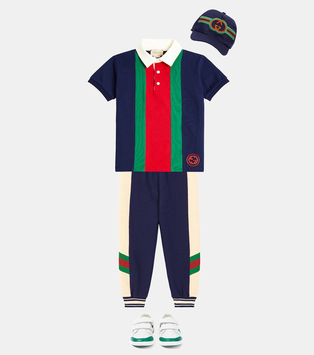 Web Stripe cotton jersey polo shirt | Gucci Kids