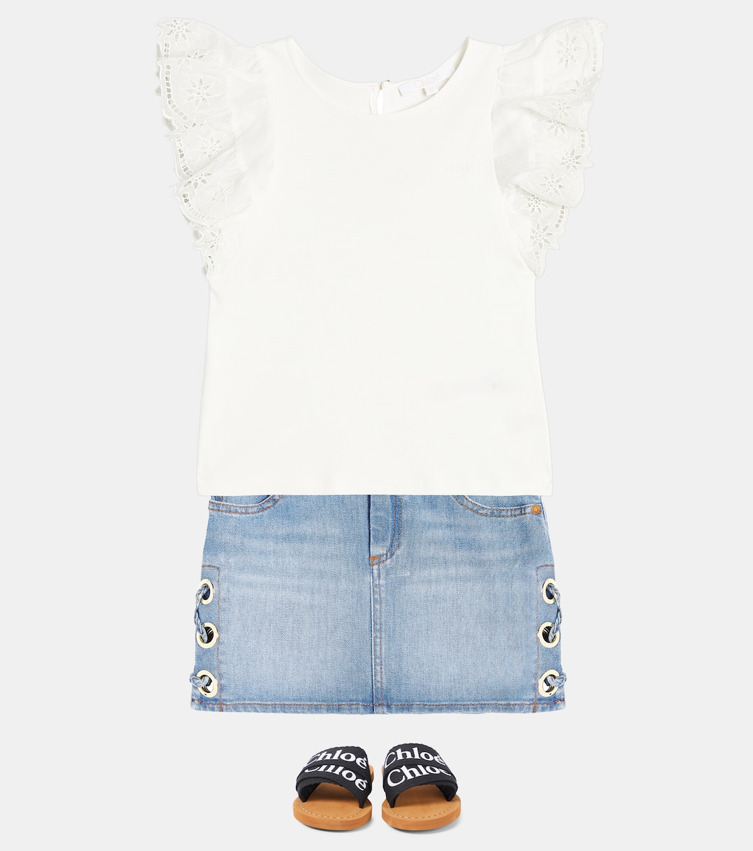 Falda de denim con encaje | Chloé Kids