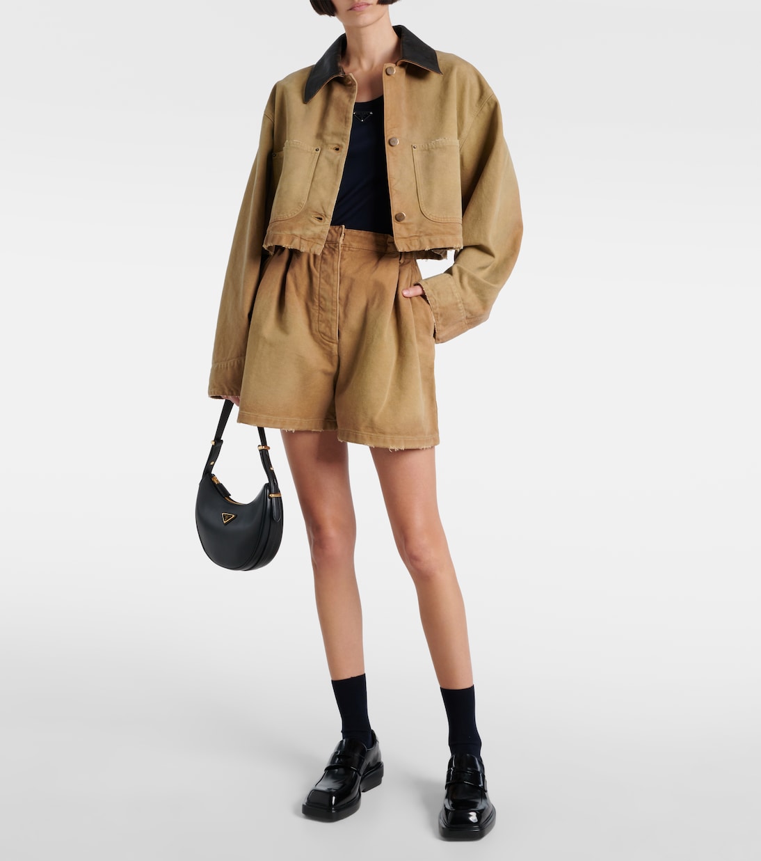 Veste raccourcie en toile de coton | Prada