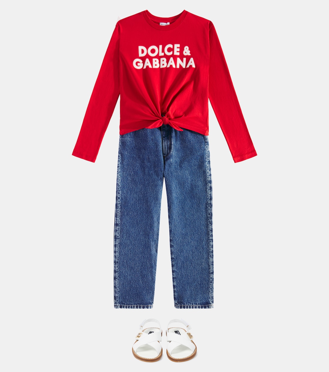 T-shirt in jersey di cotone con logo | Dolce&Gabbana Kids