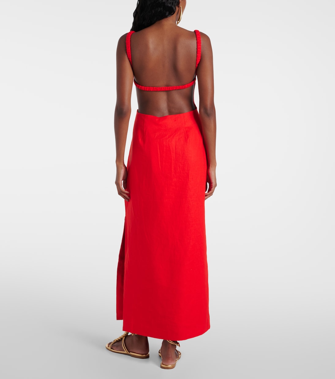 Primrose ruched linen maxi dress | SIR