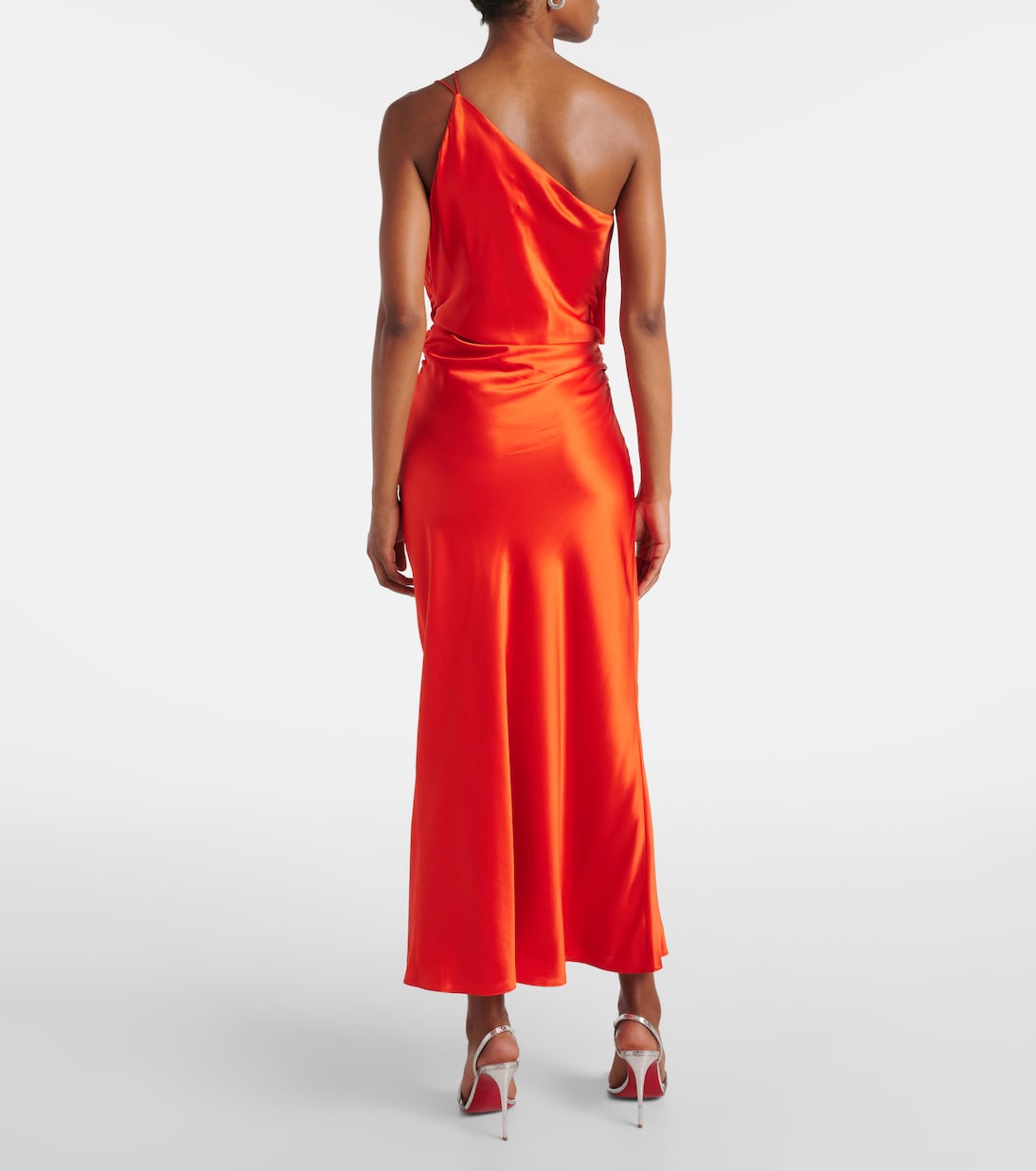 One-shoulder silk satin midi dress | The Sei