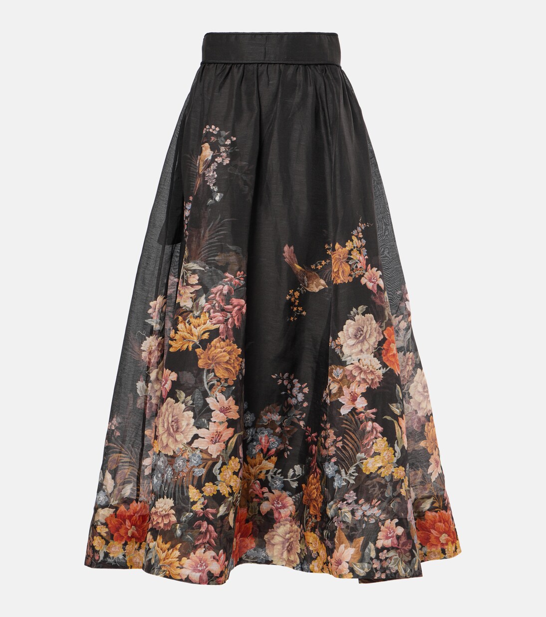 Silk midi skirt floral clearance