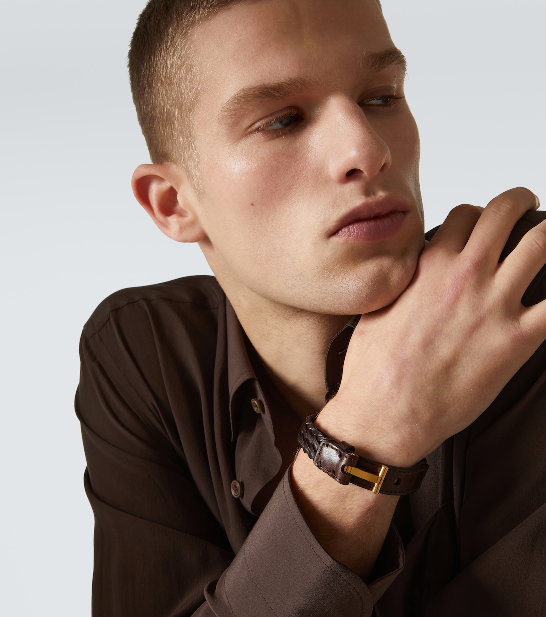Bracciale T in pelle intrecciata | Tom Ford