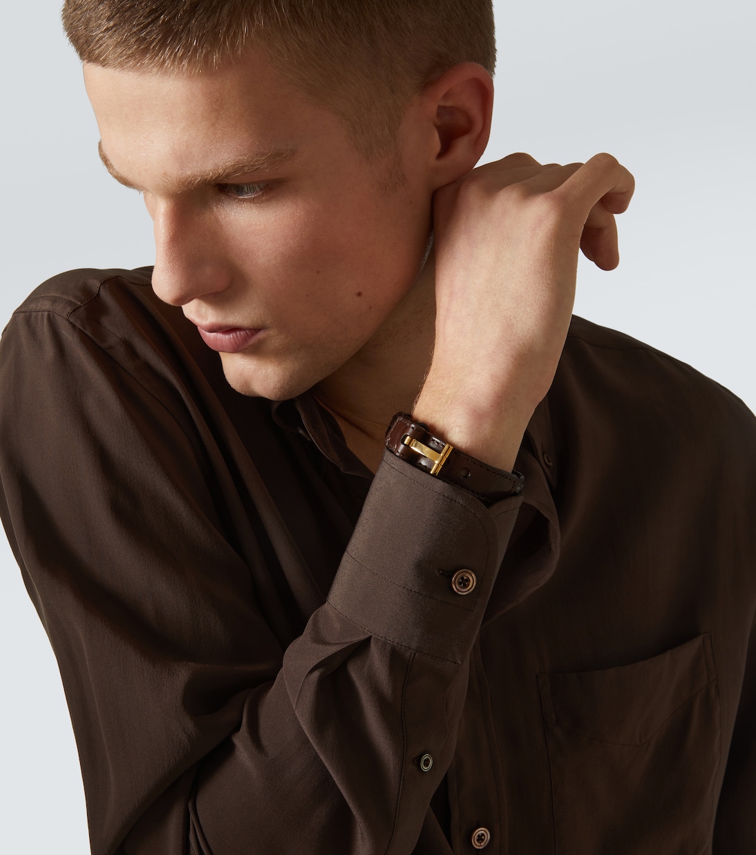 Bracciale T in pelle intrecciata | Tom Ford