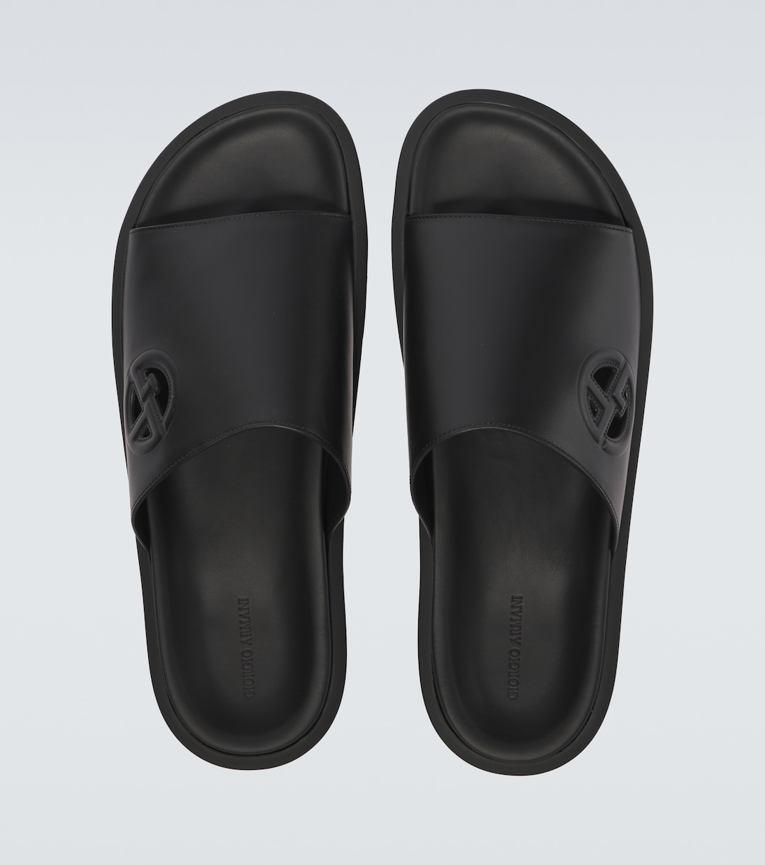 Logo embossed leather slides | Giorgio Armani