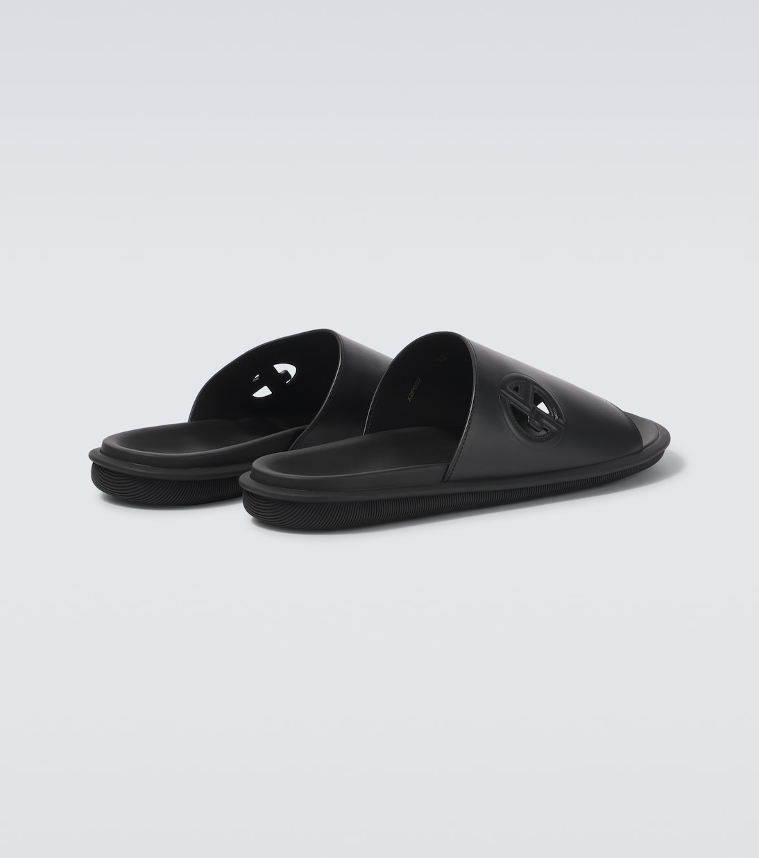Logo embossed leather slides | Giorgio Armani