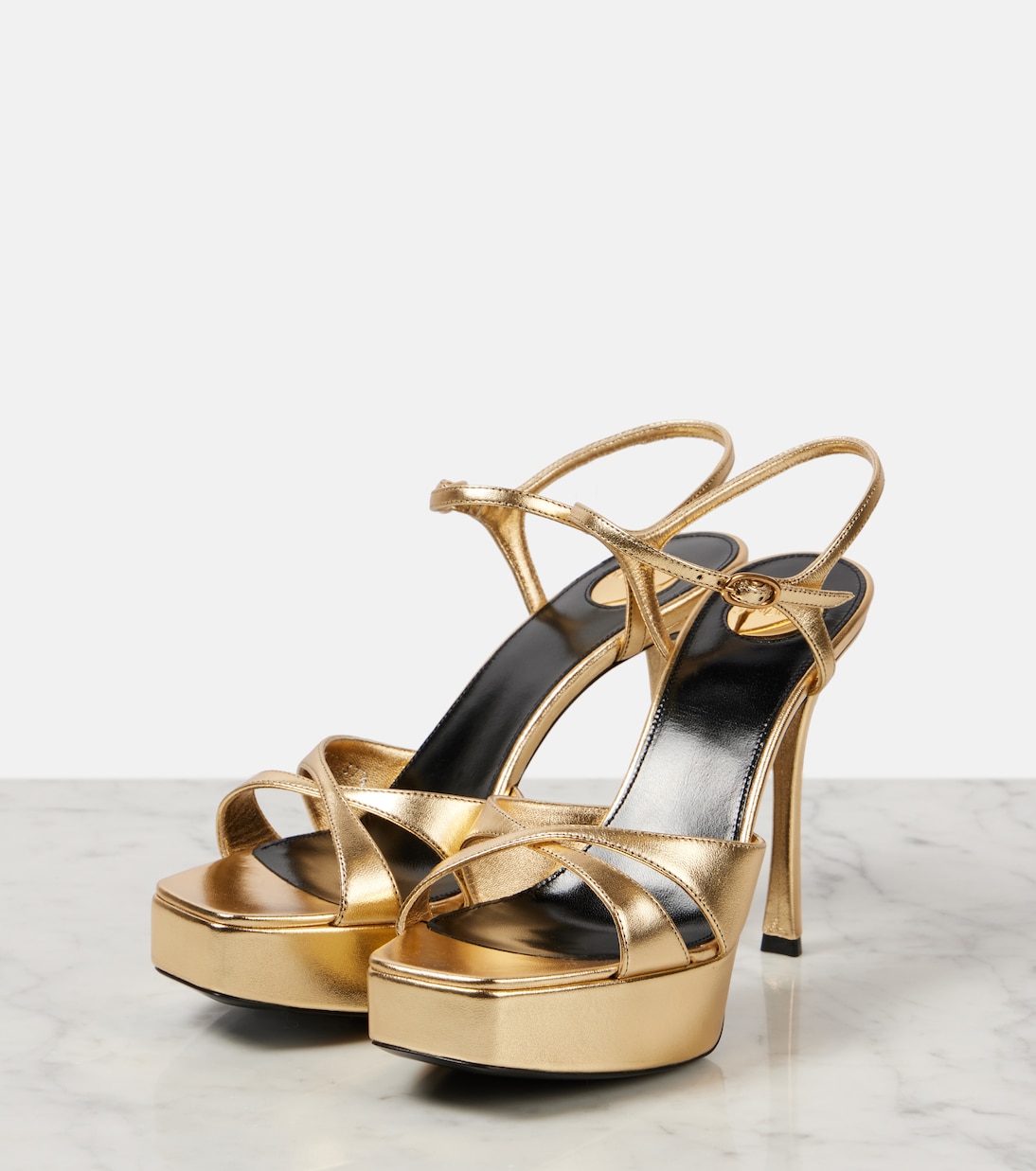 SAINT LAURENT Debbie 85 sandali platform in pelle metallizzata per un look giovane e trendy