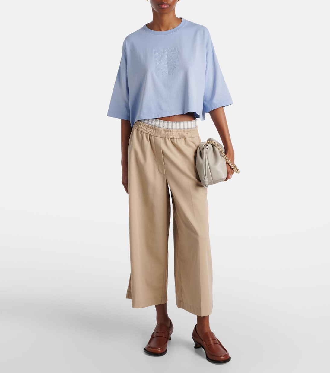 Camiseta de algodón cropped con anagrama | Loewe