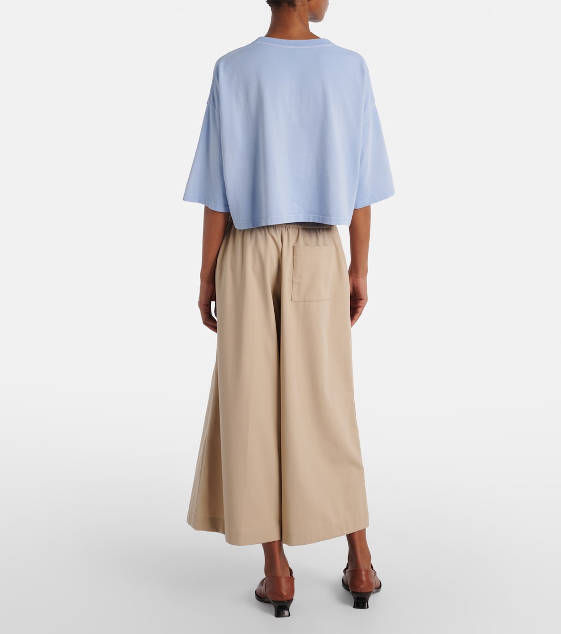 Camiseta de algodón cropped con anagrama | Loewe