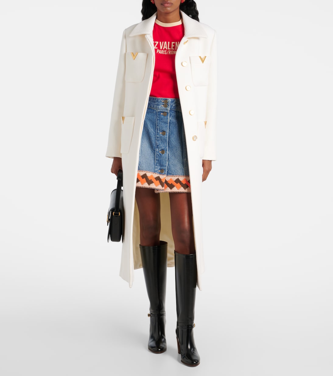 Mini-jupe en jean et jacquard | Valentino