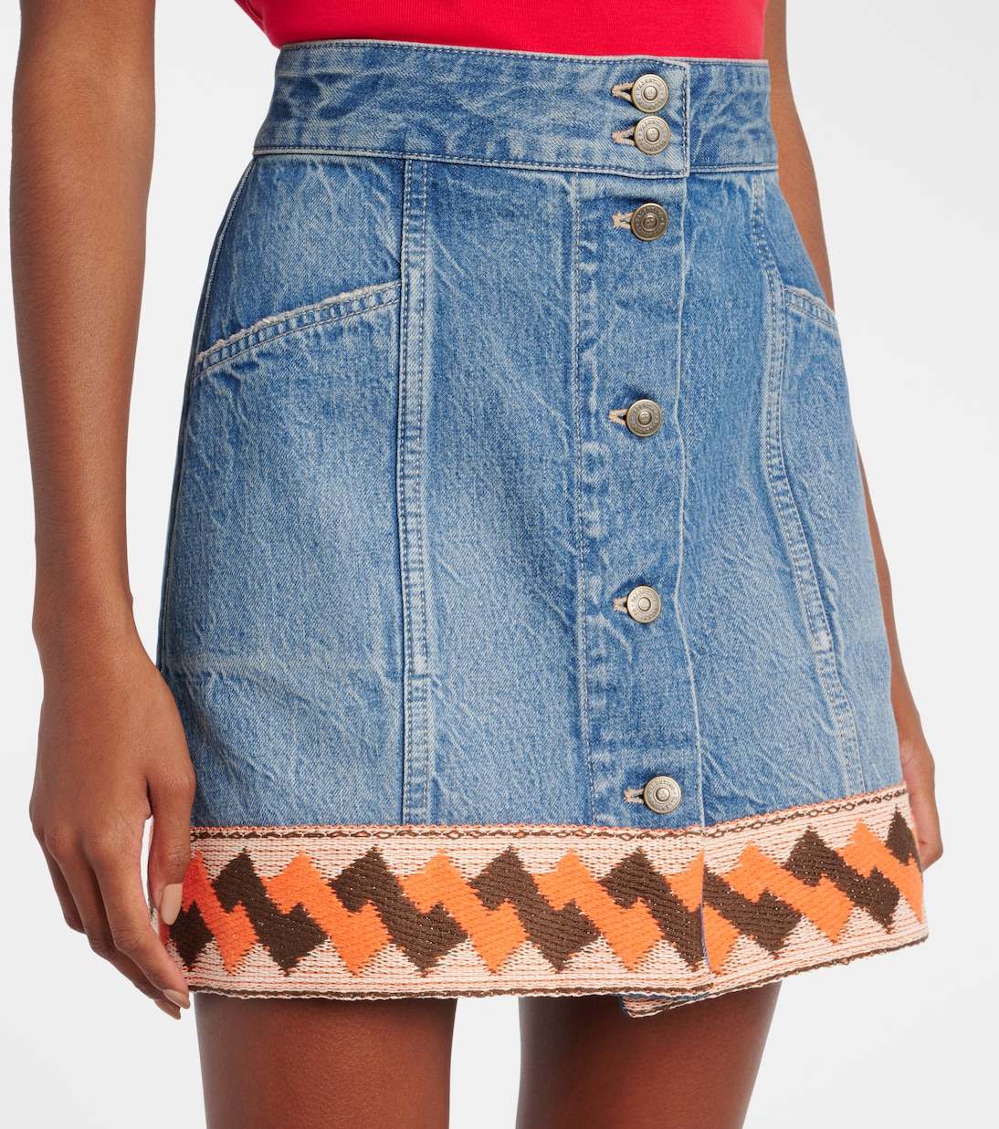Mini-jupe en jean et jacquard | Valentino