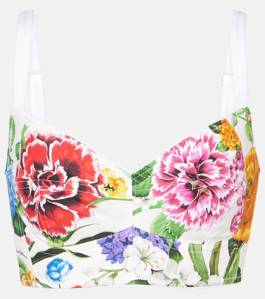 Brassière en coton mélangé à fleurs | Dolce&Gabbana