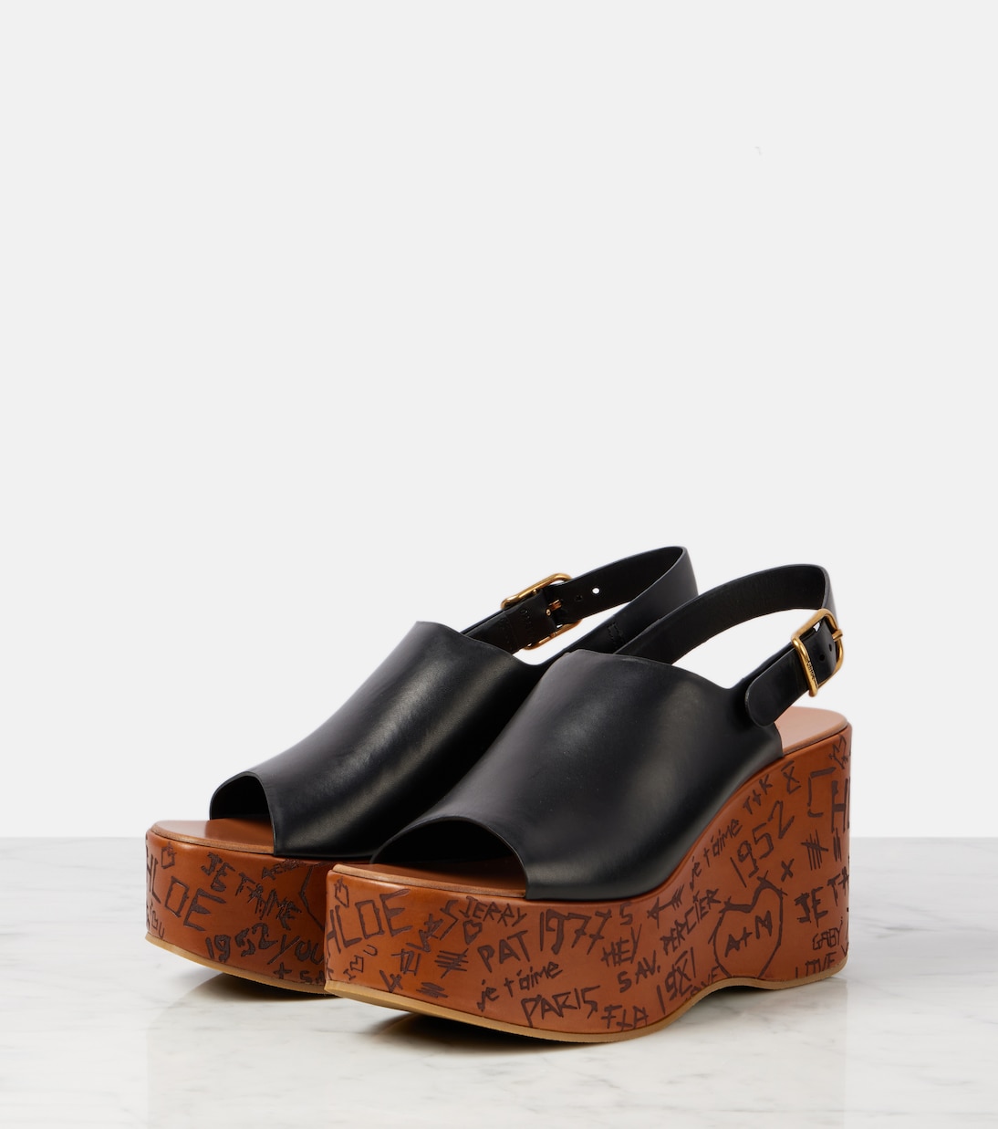 Sandales compensées Maxime en cuir | Chloé