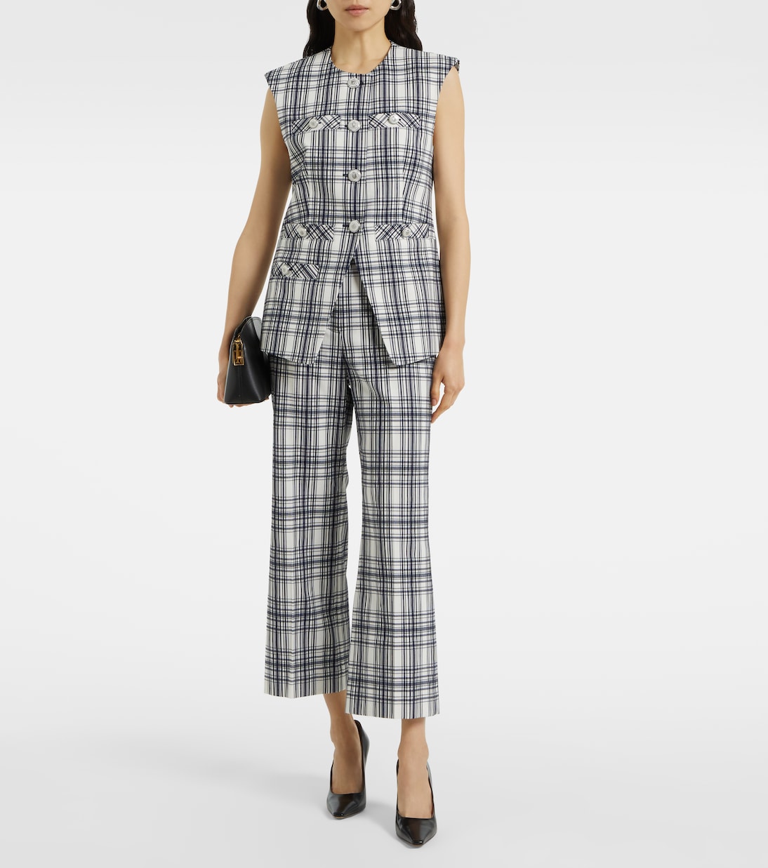 Gilet Tamara in misto cotone a quadri | Veronica Beard