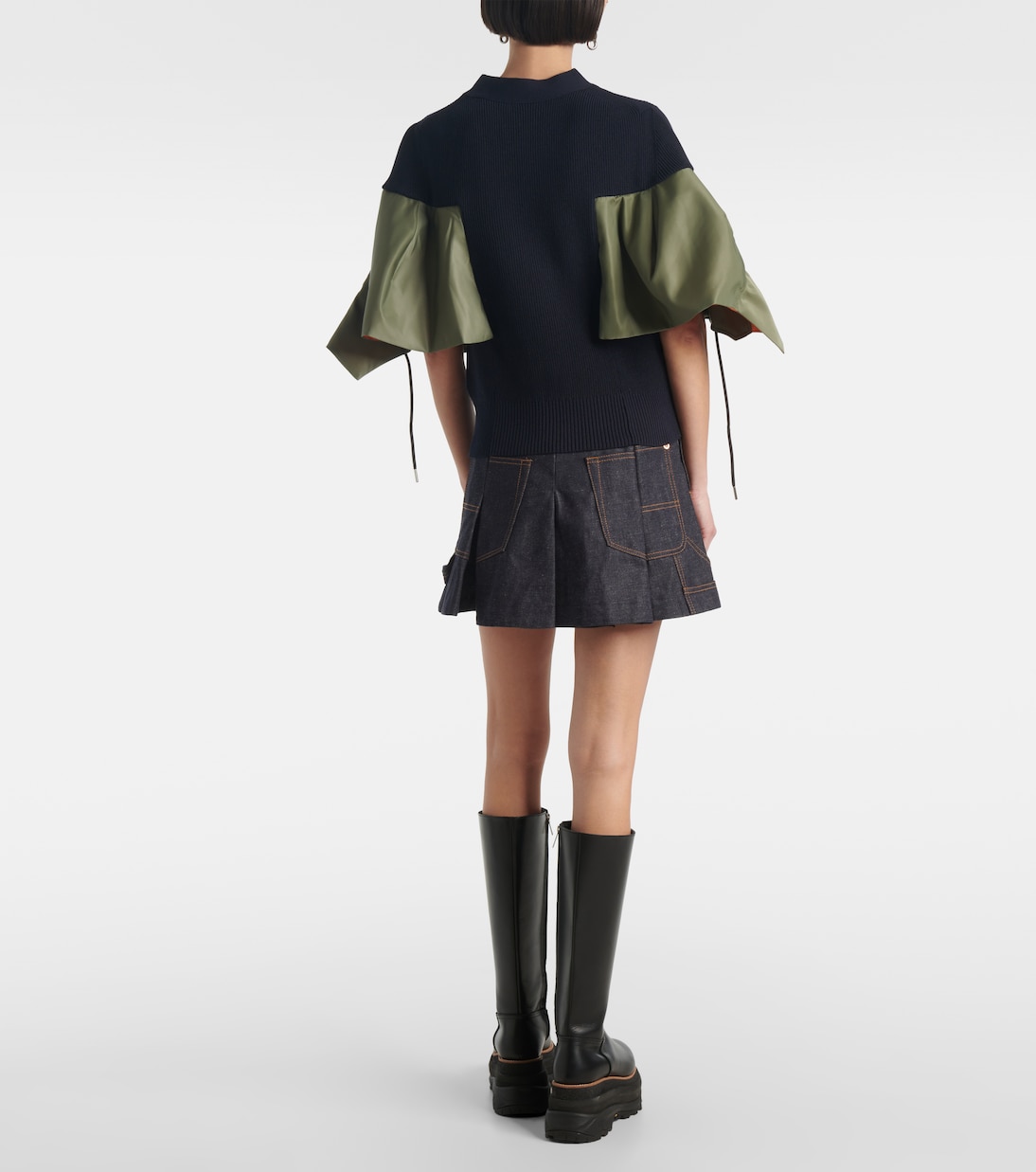 Cardigan in misto cotone e twill | Sacai