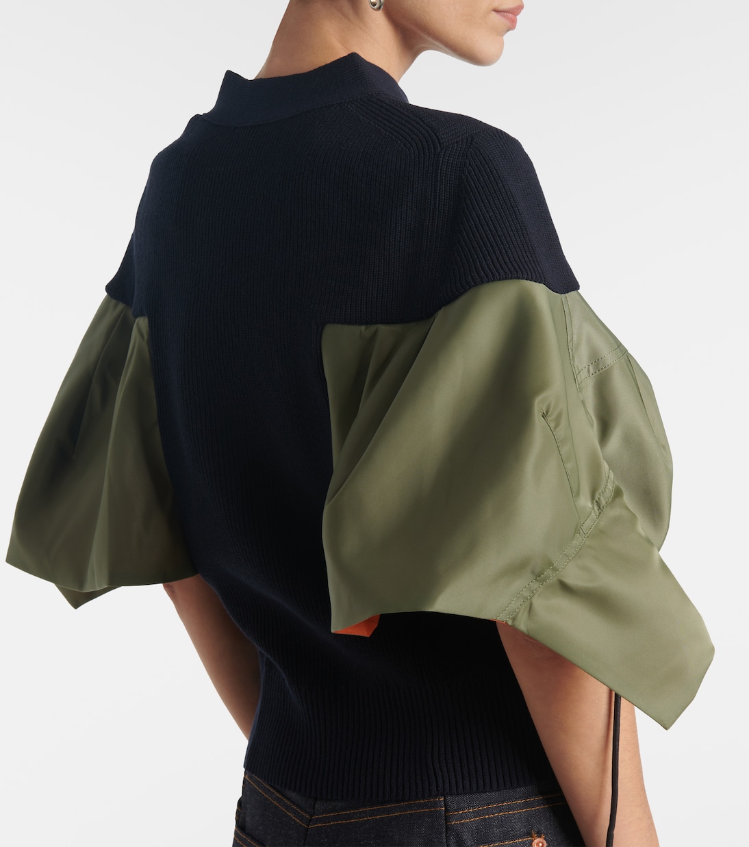 Cardigan in misto cotone e twill | Sacai