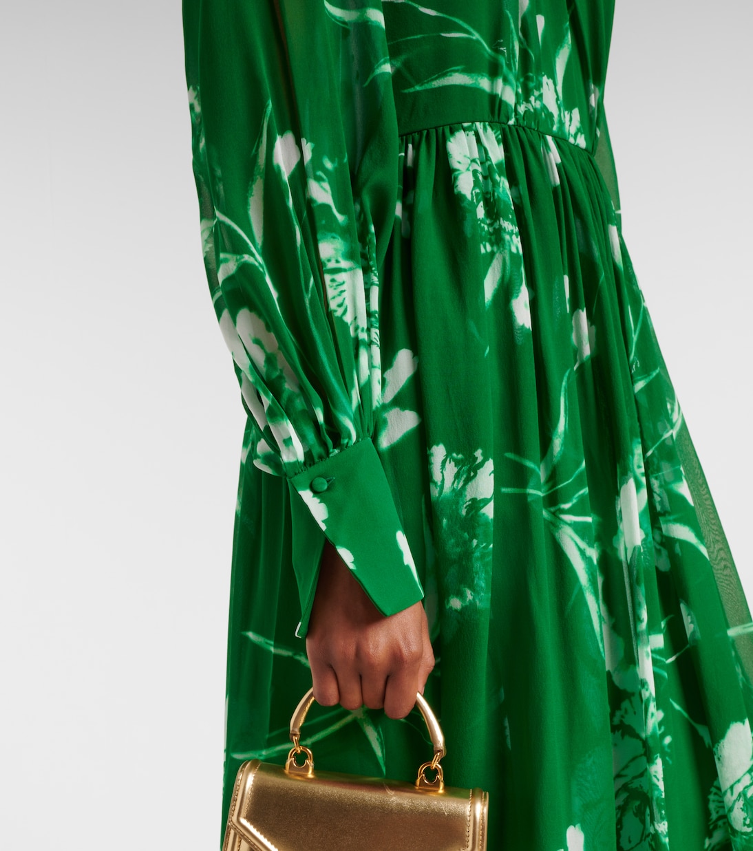 Abito lungo in voile di seta con stampa floreale | Erdem