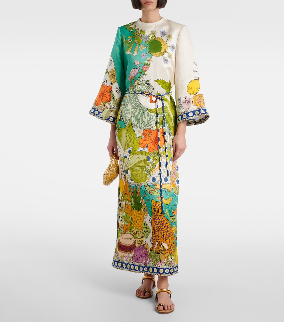 Bedrucktes Maxikleid aus Hanf und Seide | Alémais