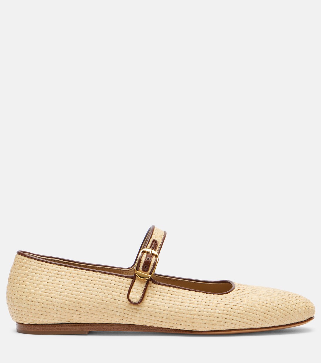 Leather-trimmed raffia Mary Jane flats | Le Monde Béryl