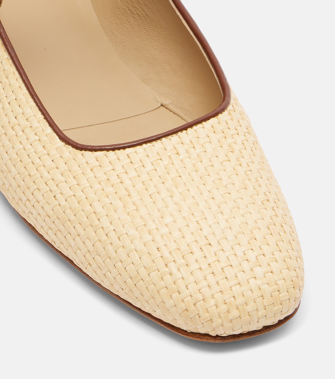 Leather-trimmed raffia Mary Jane flats | Le Monde Béryl