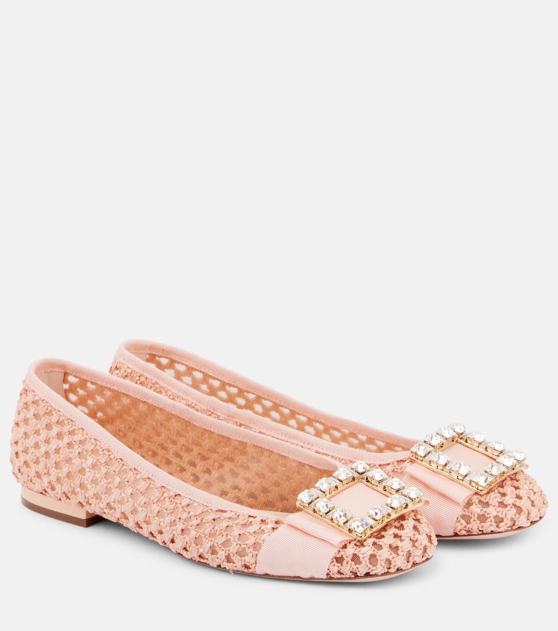 Tres Vivier embellished raffia ballet flats | Roger Vivier