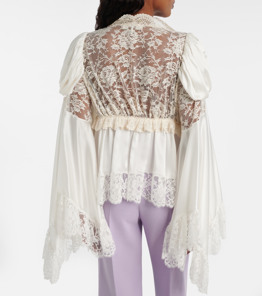 Lace-trimmed silk satin top | Chloé