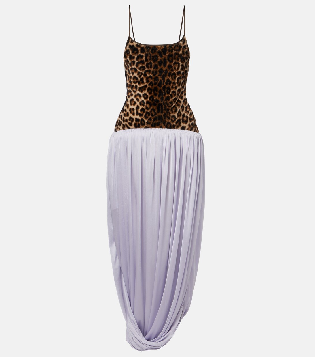 Bedrucktes Maxikleid mit Leder | Jacques Wei