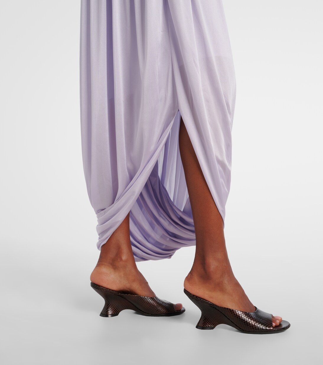Bedrucktes Maxikleid mit Leder | Jacques Wei