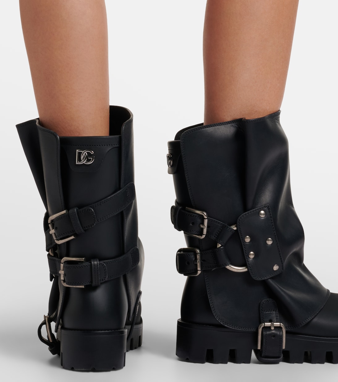 Bikerstiefel mit Leder | Dolce&Gabbana