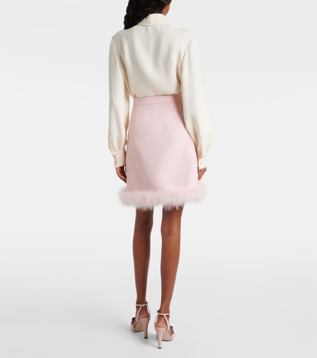 Crepe Couture feather-trimmed miniskirt | Valentino