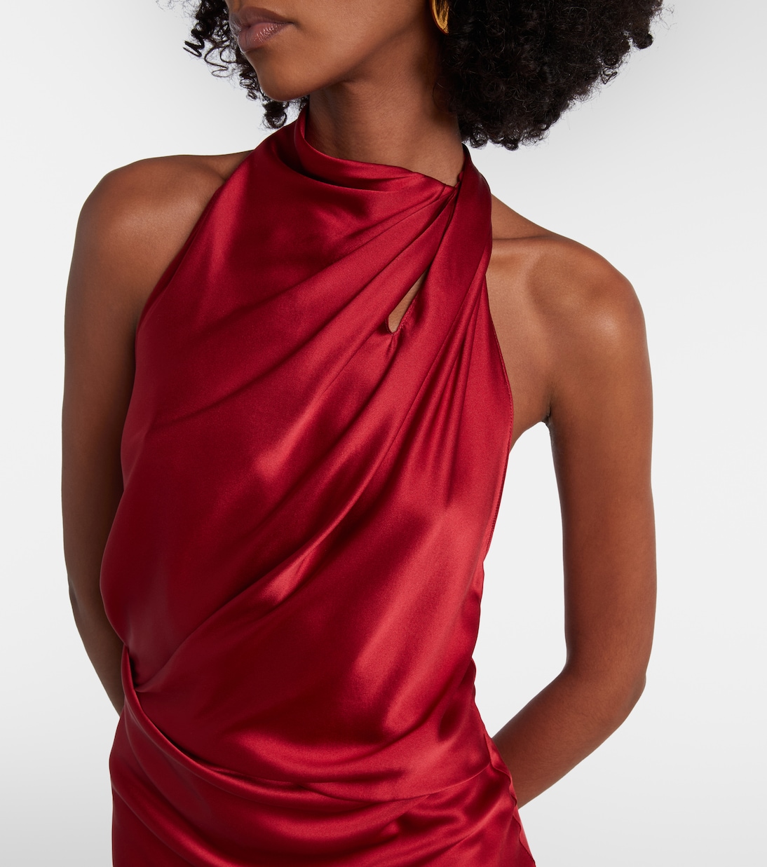 Draped halterneck silk satin gown | The Sei