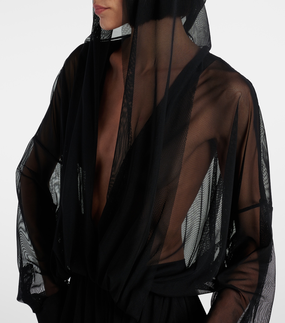 Hooded sheer maxi dress | Norma Kamali