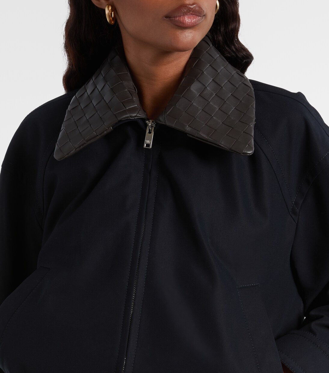 Chaqueta de sarga de algodón con piel | Bottega Veneta