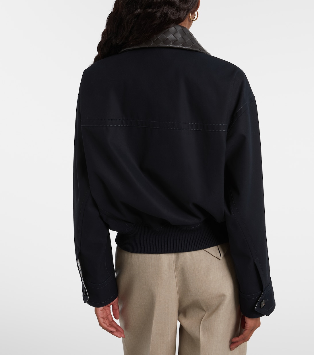 Chaqueta de sarga de algodón con piel | Bottega Veneta