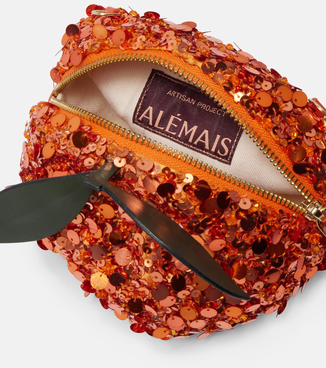 Orange Mini sequined crossbody bag | Alémais