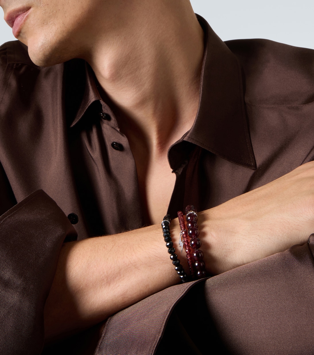 Set aus drei Armbändern mit 14kt Weißgold mit Edelsteinen | Sydney Evan