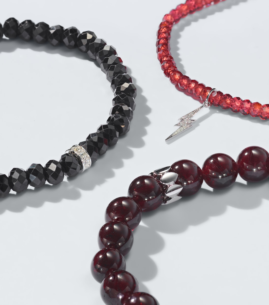 Set aus drei Armbändern mit 14kt Weißgold mit Edelsteinen | Sydney Evan