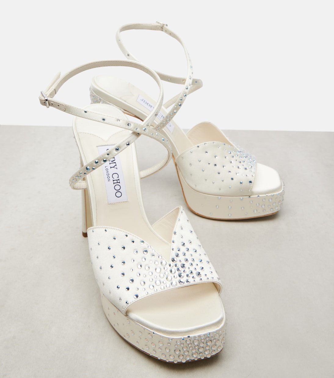 Karli embellished satin platform sandals | Jimmy Choo