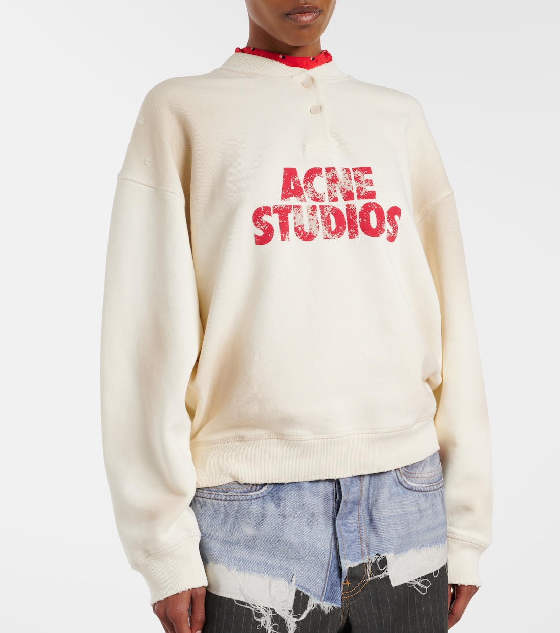 Logo distressed cotton jersey sweatshirt | Acne Studios