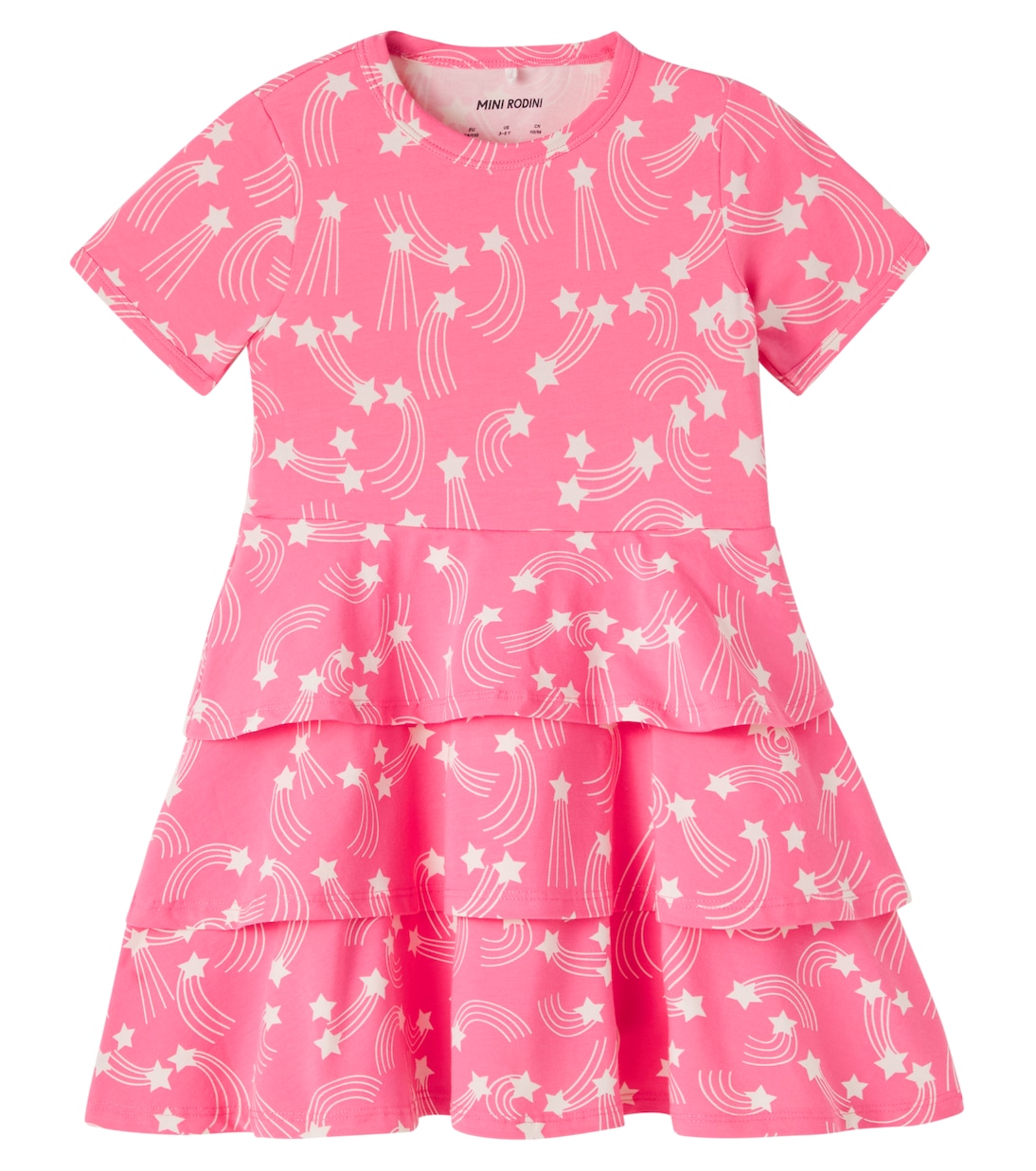 Printed tiered cotton-blend jersey dress | Mini Rodini