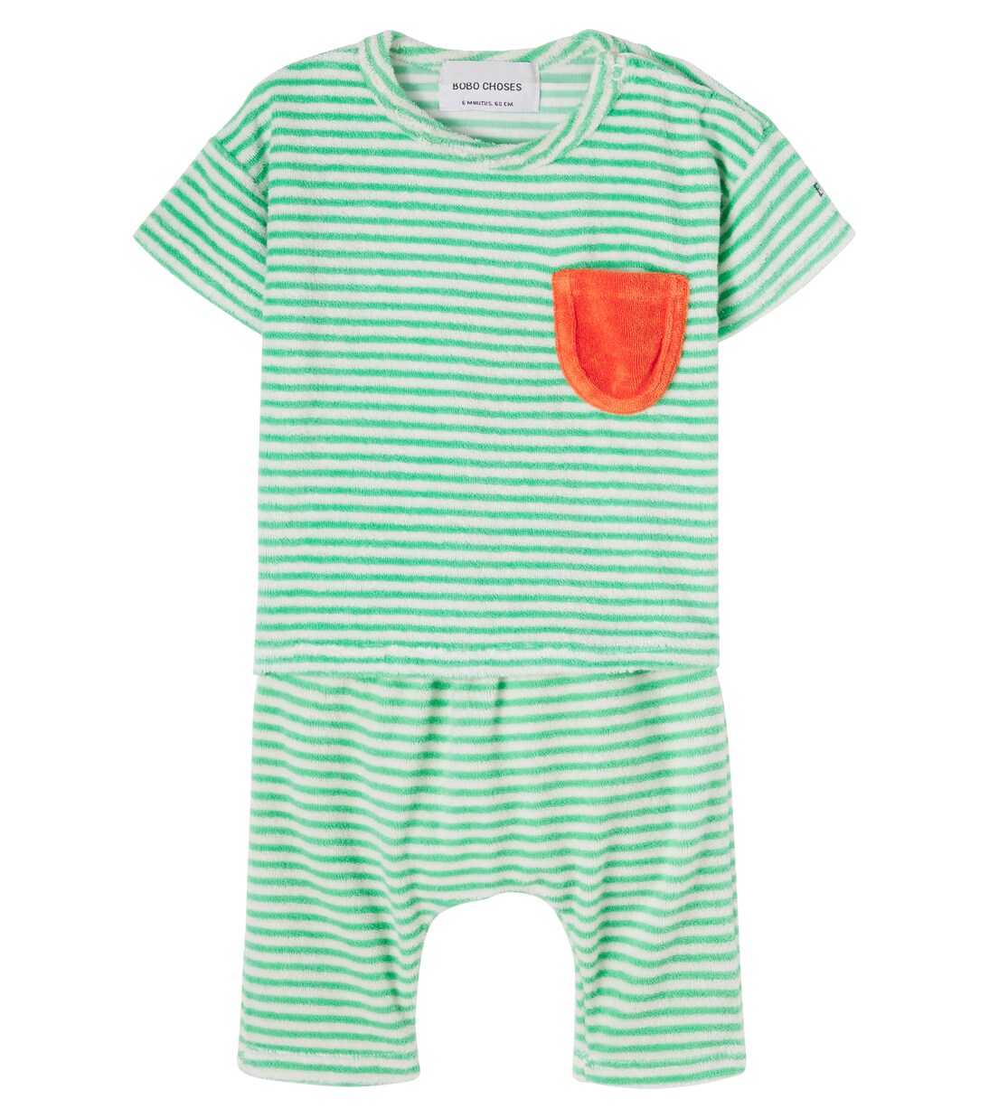 Baby Green Stripes cotton-blend T-shirt and pants set | Bobo Choses