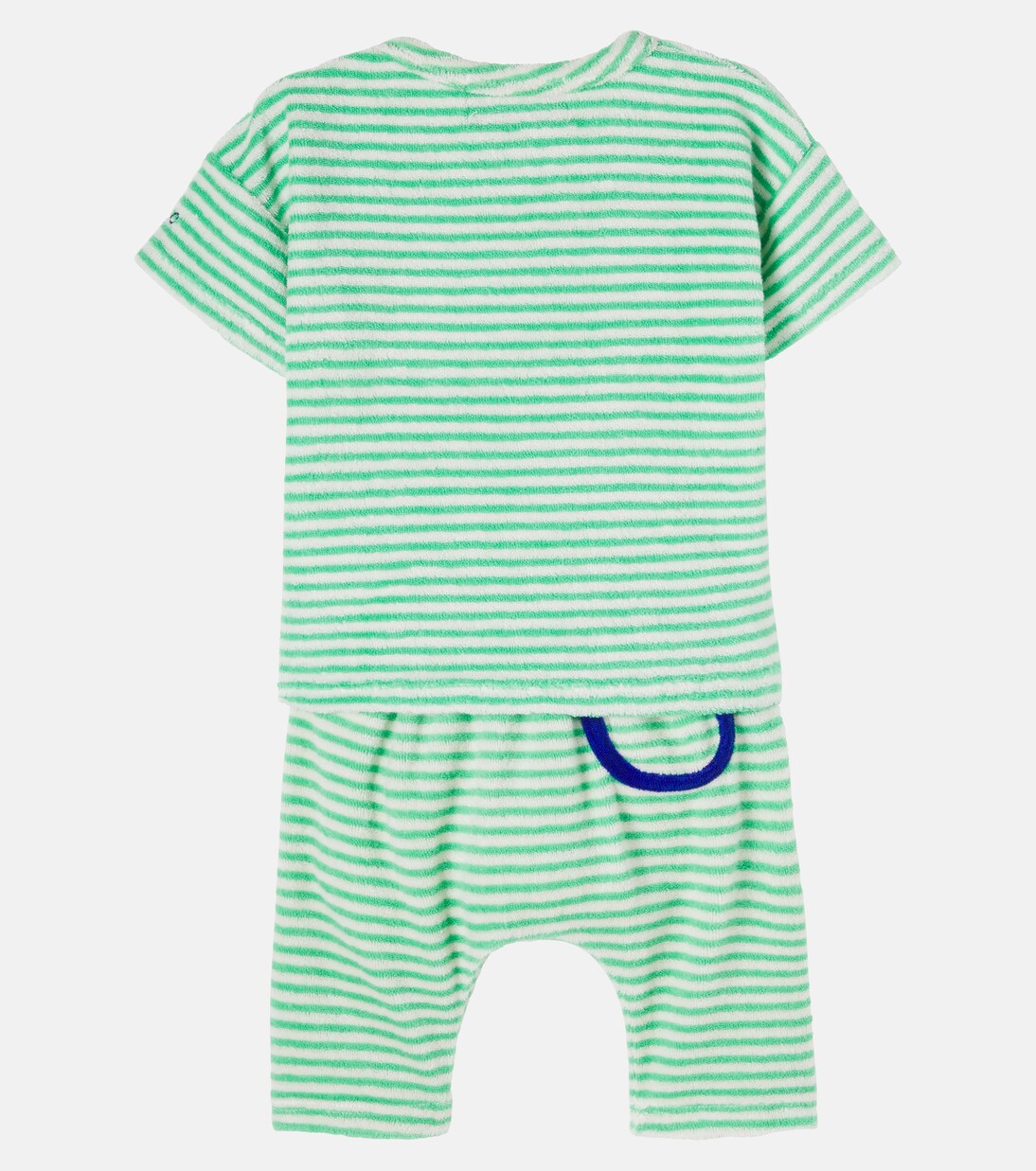 Baby Green Stripes cotton-blend T-shirt and pants set | Bobo Choses