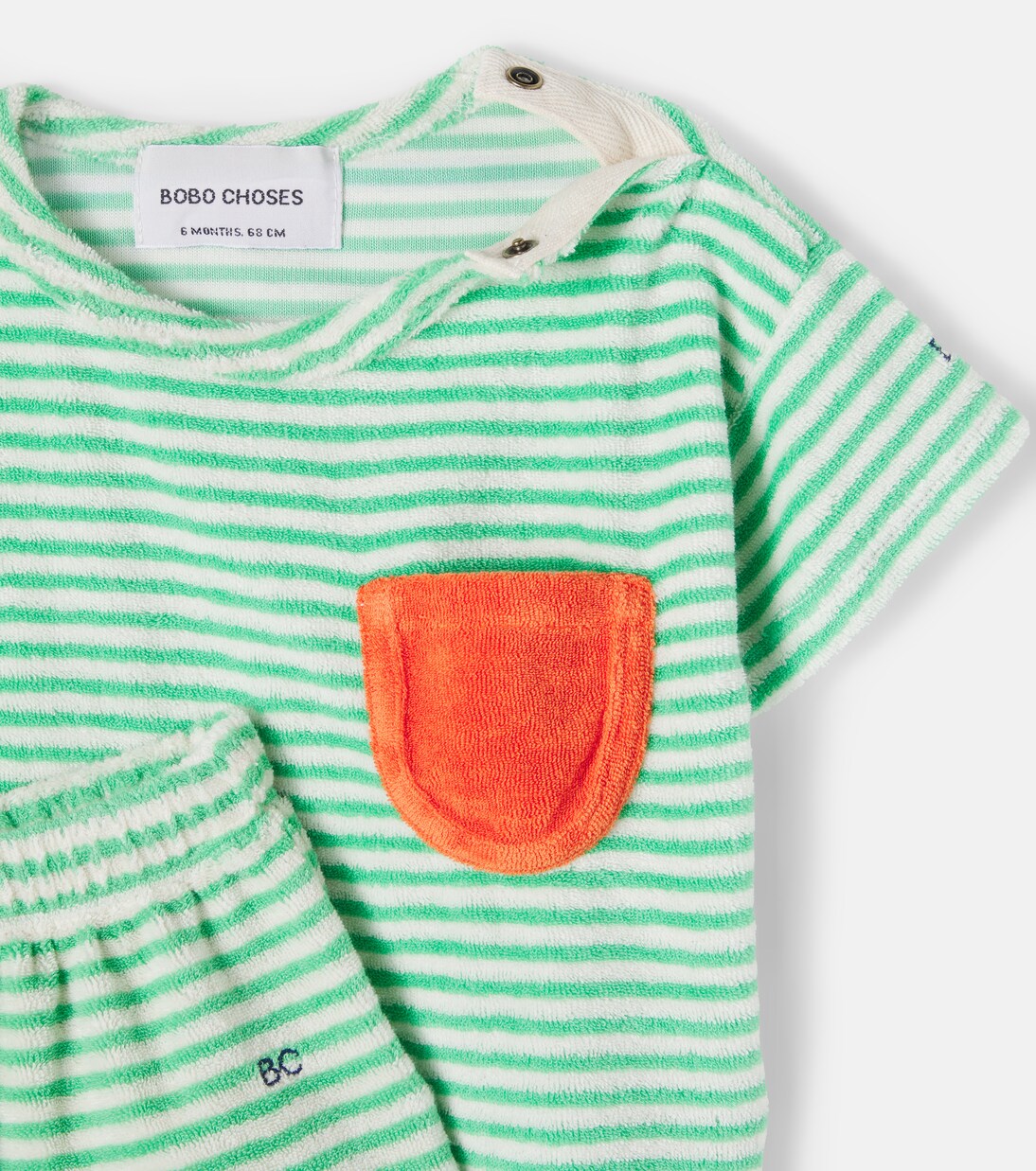 Baby Green Stripes cotton-blend T-shirt and pants set | Bobo Choses